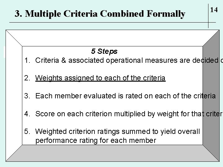 3. Multiple Criteria Combined Formally 14 5 Steps 1. Criteria & associated operational measures