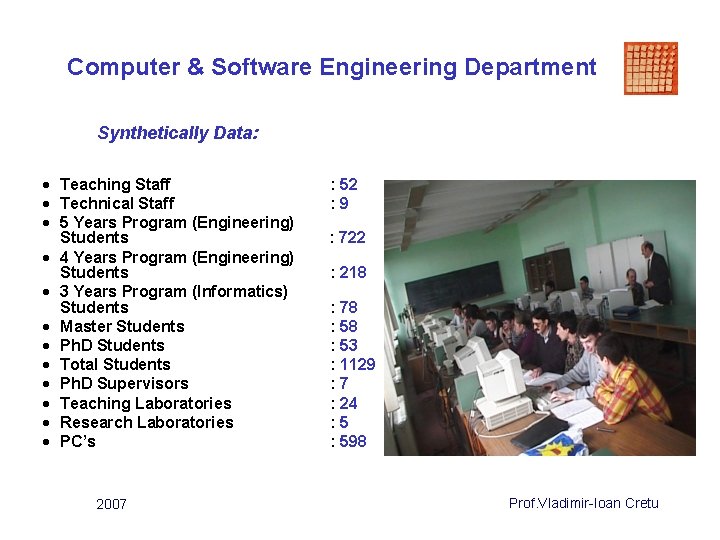 Computer & Software Engineering Department Synthetically Data: · Teaching Staff · Technical Staff ·