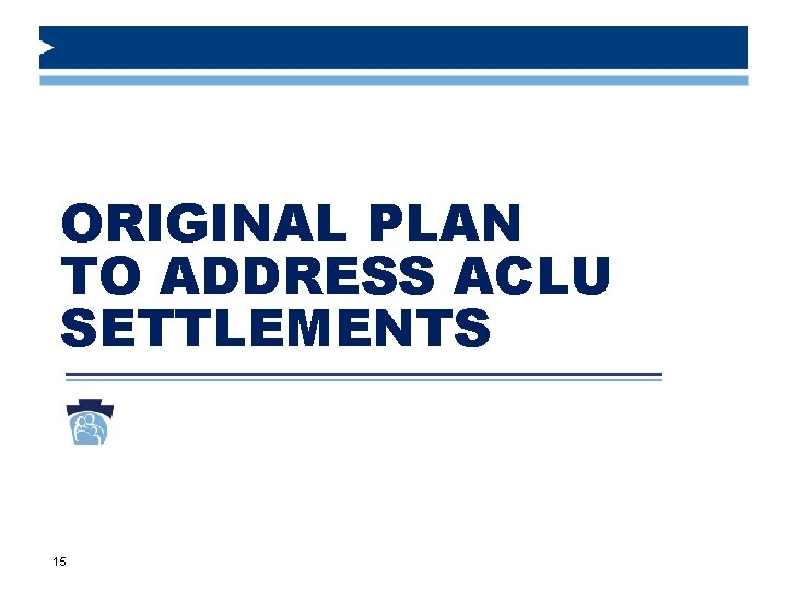 ORIGINAL PLAN TO ADDRESS ACLU SETTLEMENTS 15 