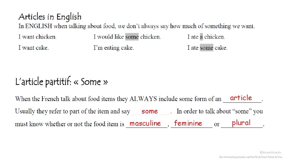 article some masculine feminine plural ©Nicole. Richelle article some masculine feminine plural ©Nicole. Richelle