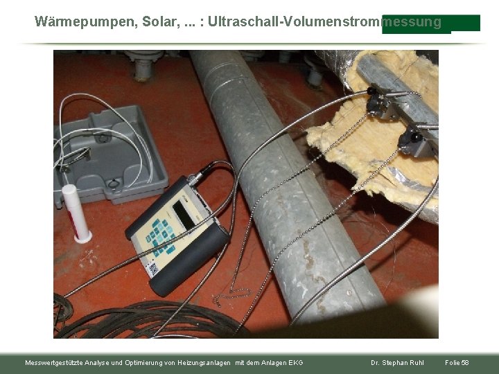 Wärmepumpen, Solar, . . . : Ultraschall-Volumenstrommessung Messwertgestützte Analyse und Optimierung von Heizungsanlagen mit