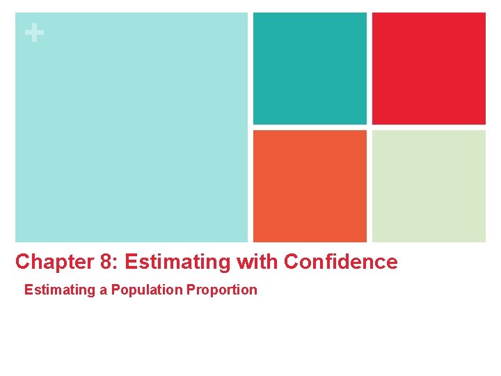 + Chapter 8: Estimating with Confidence Estimating a Population Proportion 