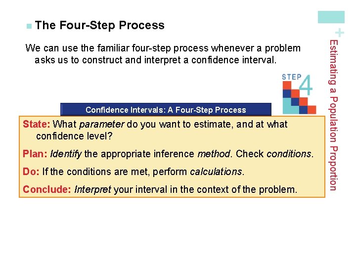 Four-Step Process Confidence Intervals: A Four-Step Process State: What parameter do you want to