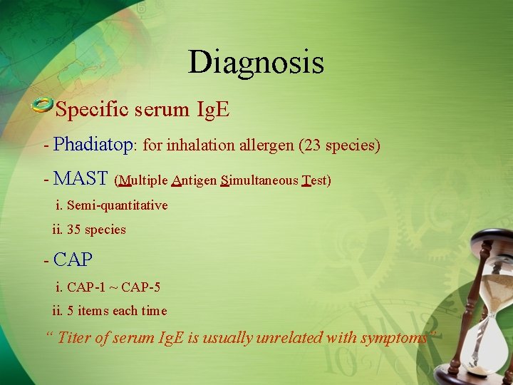 Diagnosis Specific serum Ig. E - Phadiatop: for inhalation allergen (23 species) - MAST