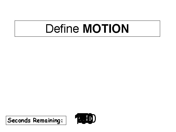 Define MOTION Seconds Remaining: 140 120 130 30 40 50 60 70 10 2