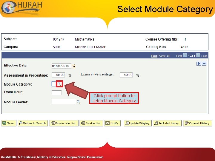 Select Module Category Click prompt button to setup Module Category 