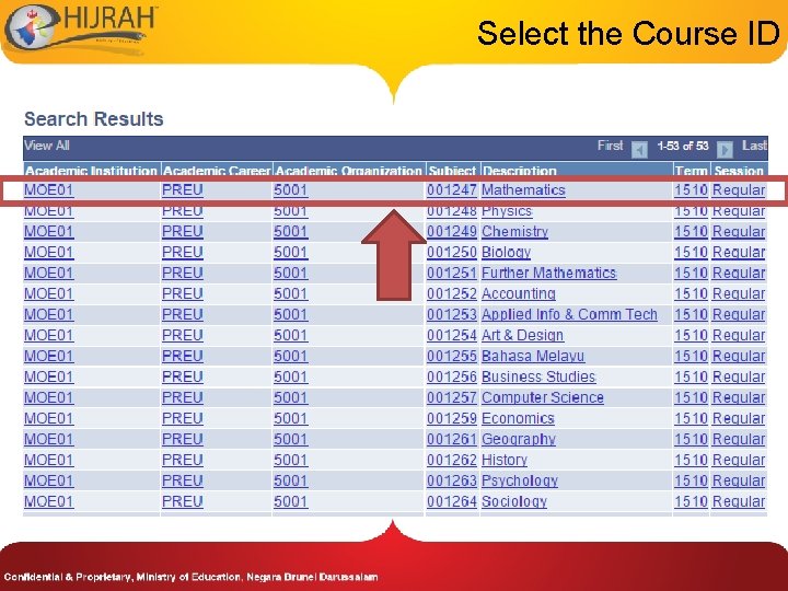 Select the Course ID 