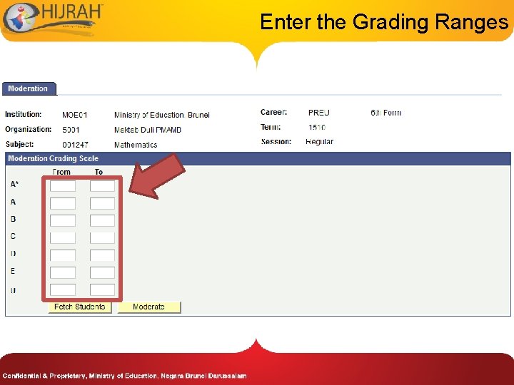 Enter the Grading Ranges 