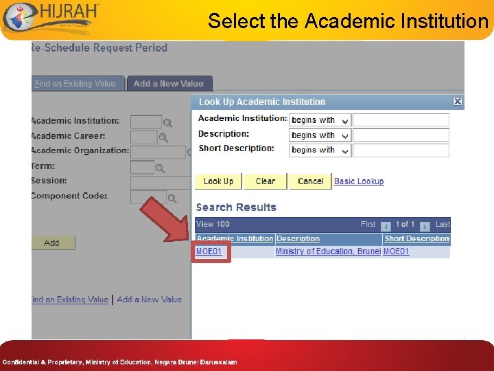 Select the Academic Institution 