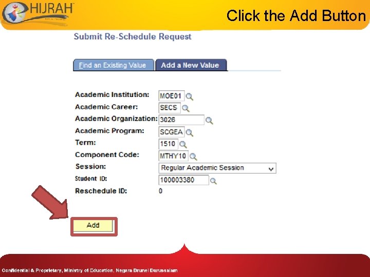 Click the Add Button 