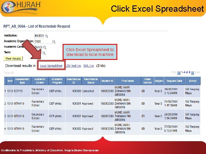 Click Excel Spreadsheet to download to local machine 