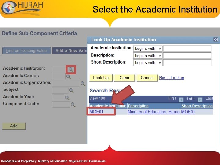 Select the Academic Institution 