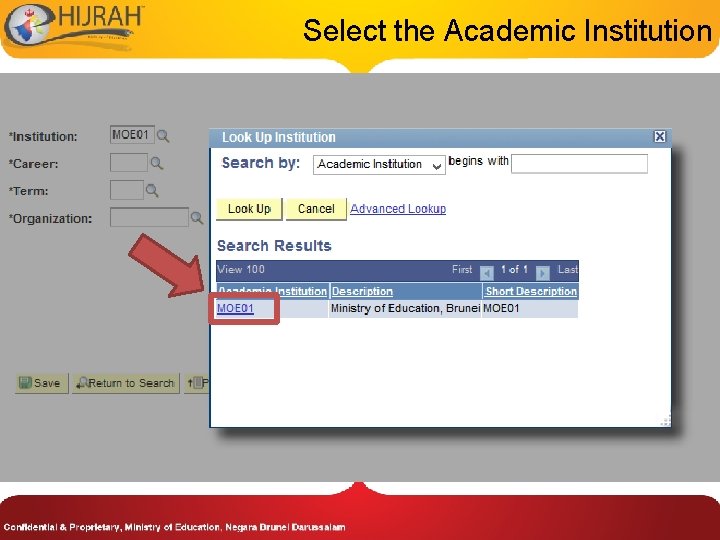 Select the Academic Institution 