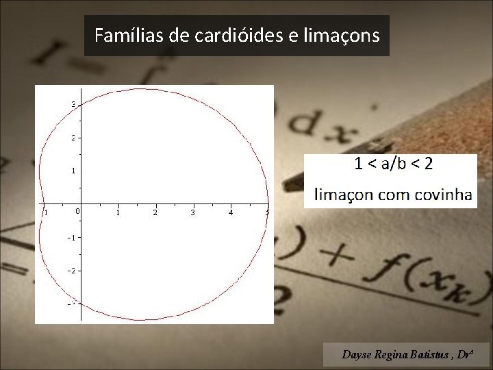 Famílias de cardióides e limaçons Dayse Regina Batistus , Drª 