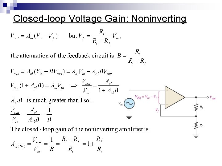 Closed-loop Voltage Gain: Noninverting 