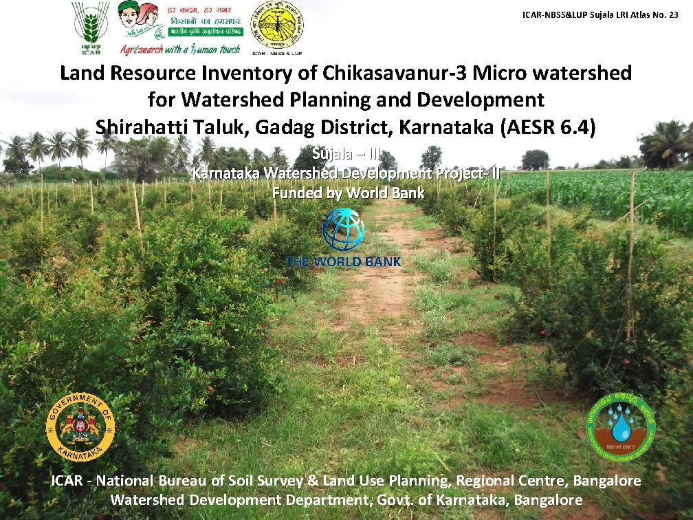 ICAR-NBSS&LUP Sujala LRI Atlas No. 23 Land Resource Inventory of Chikasavanur-3 Micro watershed for