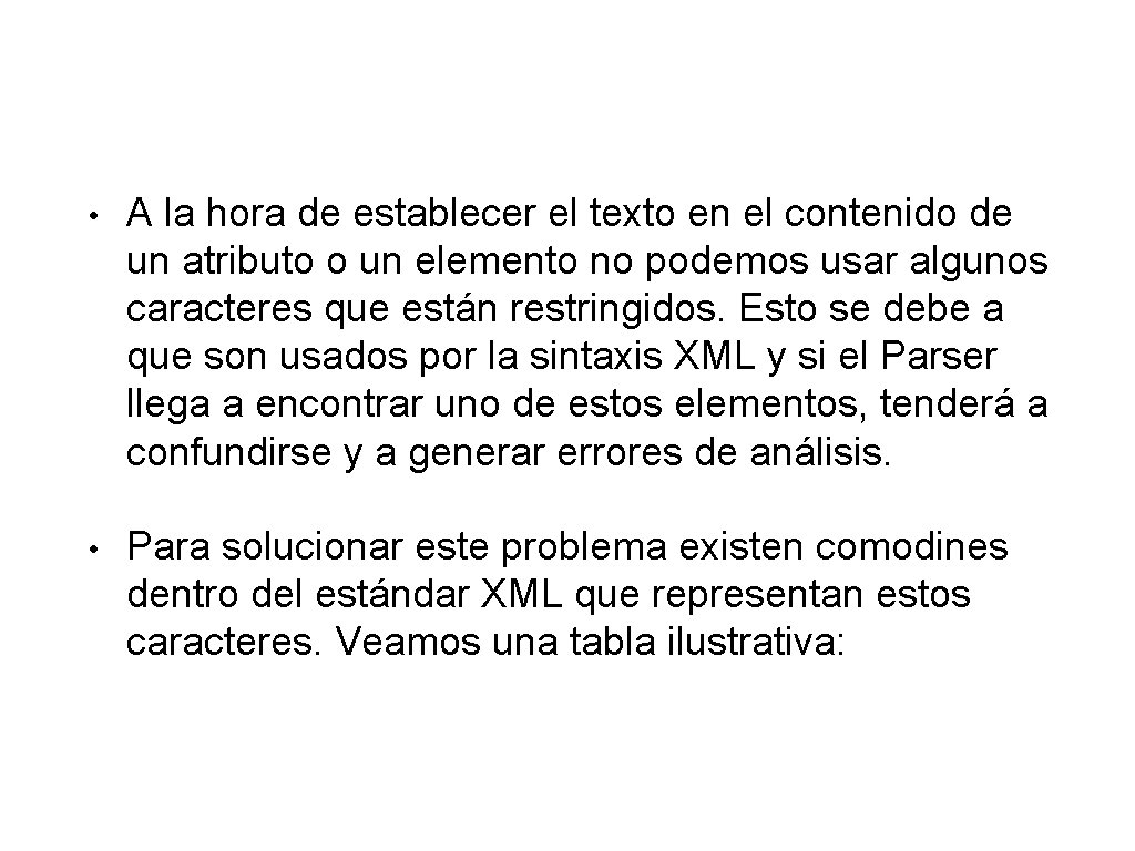  • A la hora de establecer el texto en el contenido de un