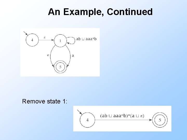 An Example, Continued Remove state 1: 