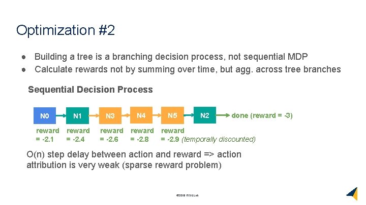 Optimization #2 ● Building a tree is a branching decision process, not sequential MDP