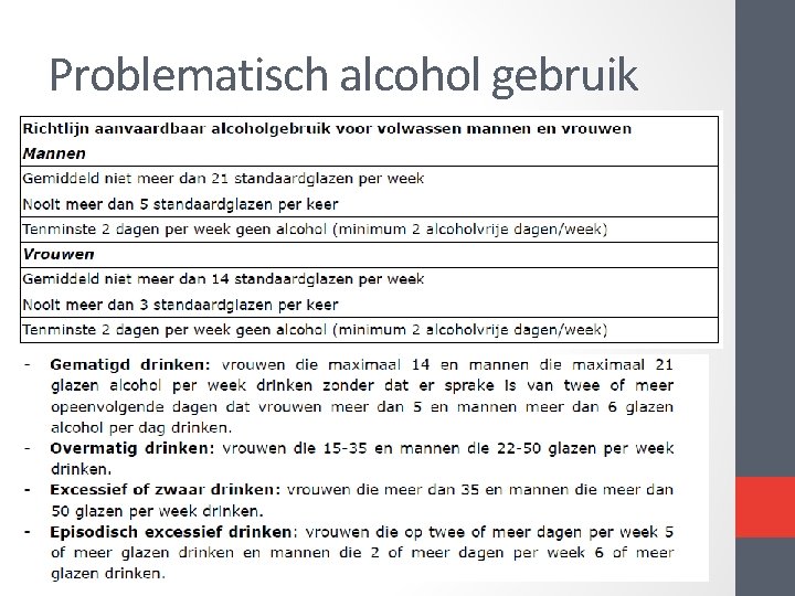 Problematisch alcohol gebruik Problematisch alcohol gebruik