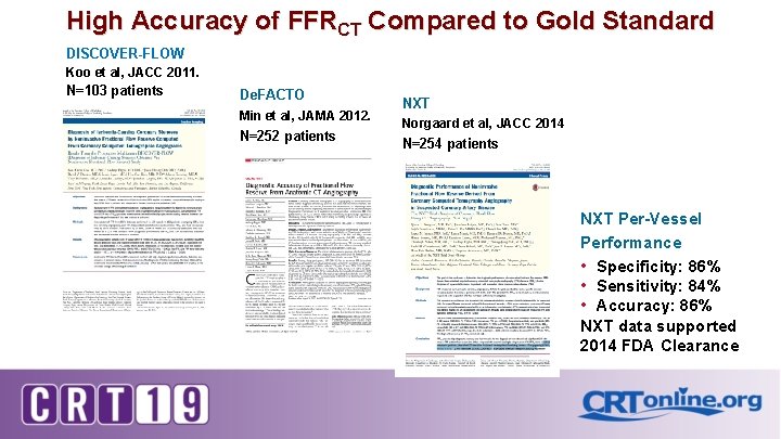 High Accuracy of FFRCT Compared to Gold Standard DISCOVER-FLOW Koo et al, JACC 2011.