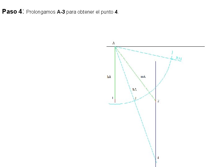 Paso 4: Prolongamos A-3 para obtener el punto 4. 