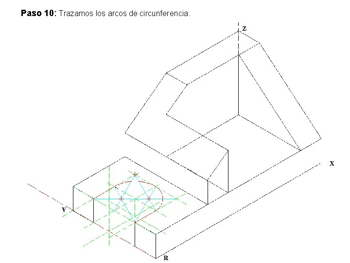 Paso 10: Trazamos los arcos de circunferencia. 