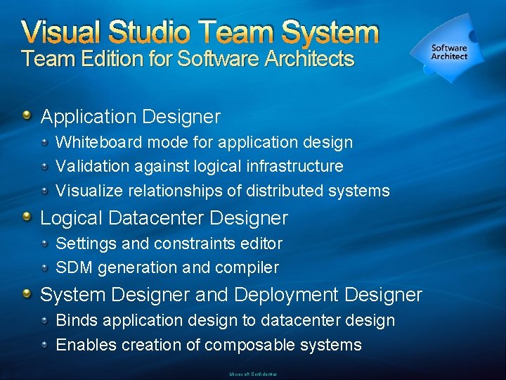 Visual Studio Team System Team Edition for Software Architects Application Designer Whiteboard mode for