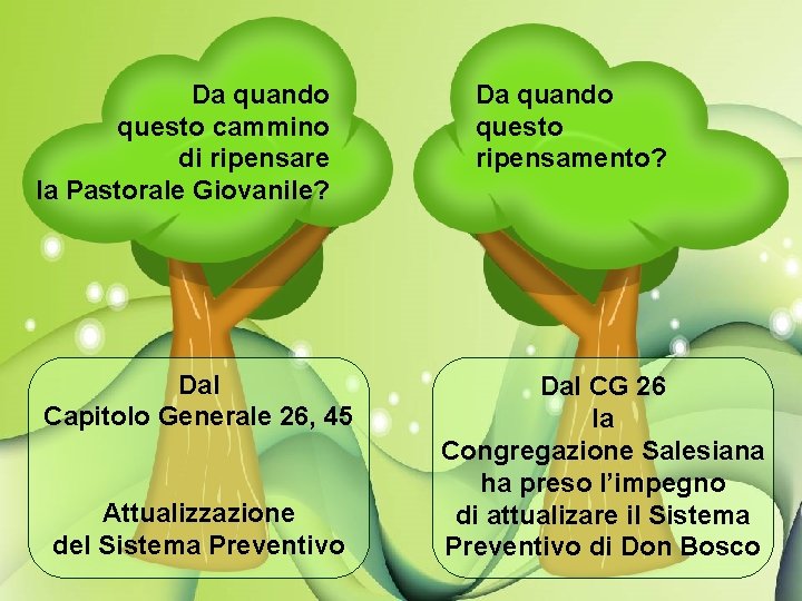 Da quando questo cammino di ripensare la Pastorale Giovanile? Dal Capitolo Generale 26, 45