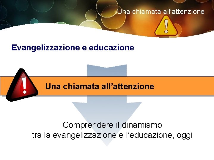 Una chiamata all’attenzione Evangelizzazione e educazione hoy Una chiamata all’attenzione Comprendere il dinamismo tra