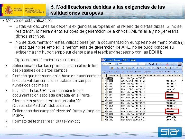 5. Modificaciones debidas a las exigencias de las validaciones europeas • Motivo de esta