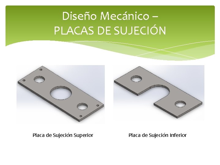 Diseño Mecánico – PLACAS DE SUJECIÓN Placa de Sujeción Superior Placa de Sujeción Inferior