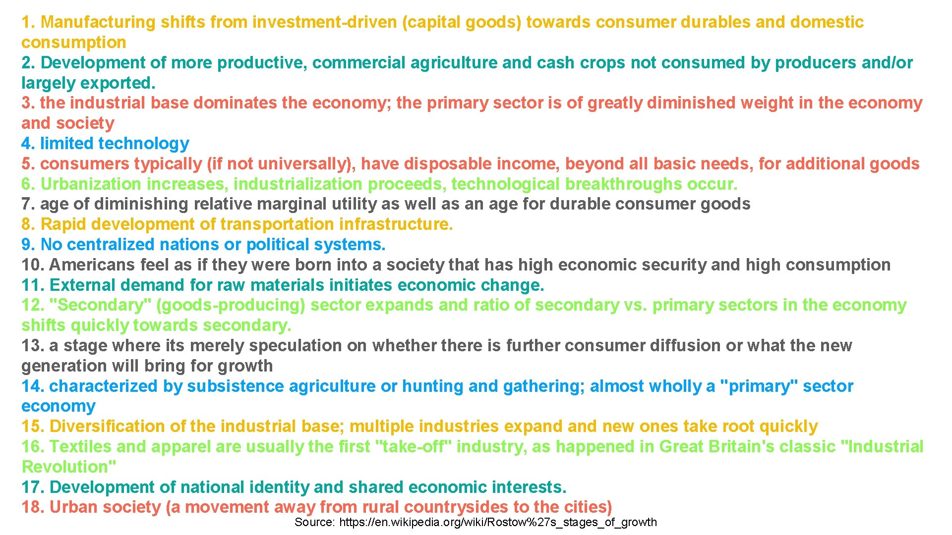 1. Manufacturing shifts from investment-driven (capital goods) towards consumer durables and domestic consumption 2.