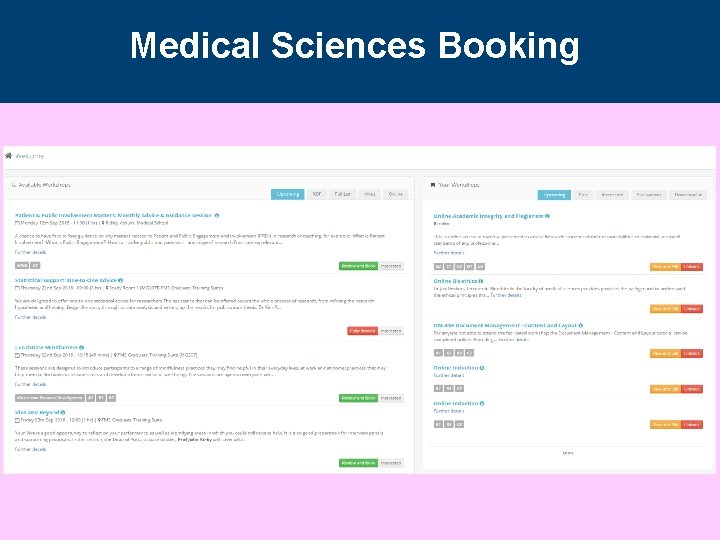 Medical Sciences Booking Medical Sciences Booking