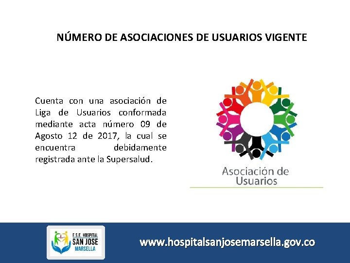 NÚMERO DE ASOCIACIONES DE USUARIOS VIGENTE Cuenta con una asociación de Liga de Usuarios