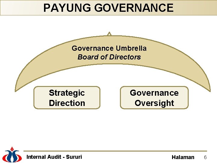 PAYUNG GOVERNANCE Governance Umbrella Board of Directors Strategic Direction Internal Audit - Sururi Governance