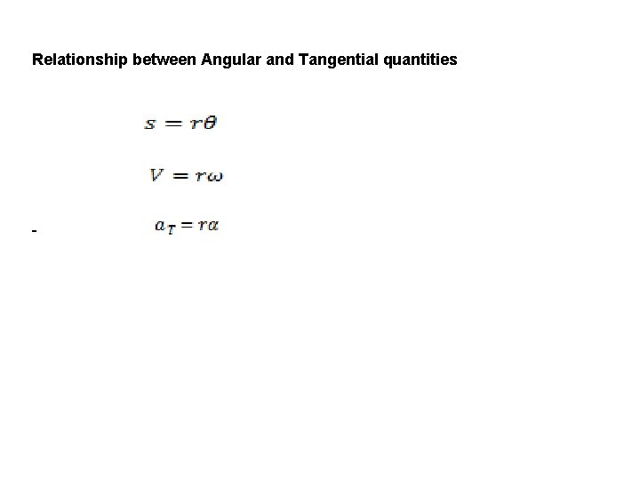 Relationship between Angular and Tangential quantities - 