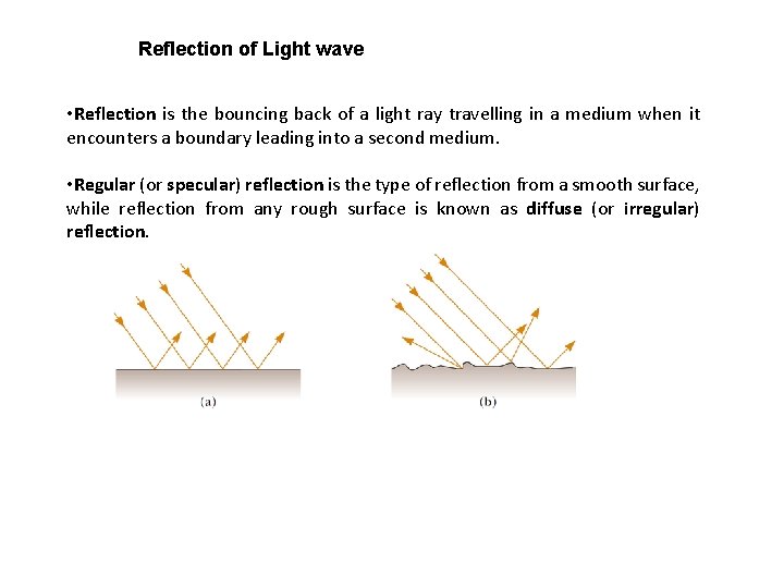 Reflection of Light wave • Reflection is the bouncing back of a light ray