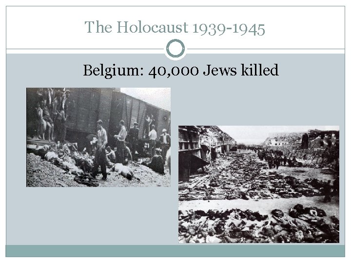 The Holocaust 1939 -1945 Belgium: 40, 000 Jews killed 
