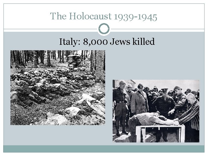 The Holocaust 1939 -1945 Italy: 8, 000 Jews killed 