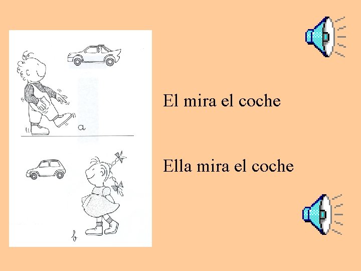 El mira el coche Ella mira el coche 