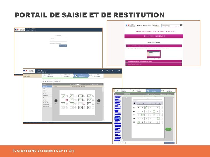 PORTAIL DE SAISIE ET DE RESTITUTION ÉVALUATIONS NATIONALES CP ET CE 1 