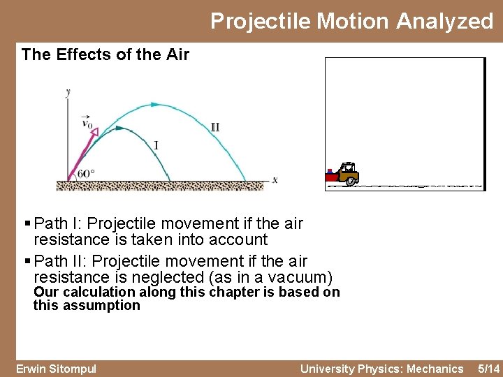 Projectile Motion Analyzed The Effects of the Air § Path I: Projectile movement if