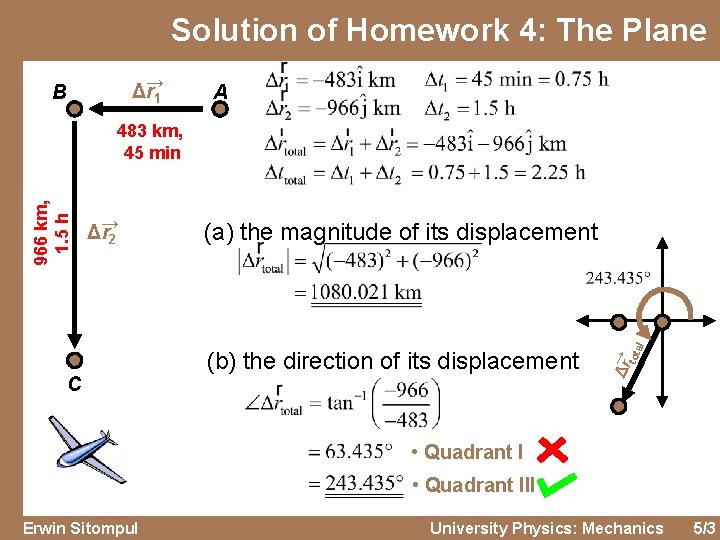 Solution of Homework 4: The Plane → Δr 1 B A 966 km, 1.