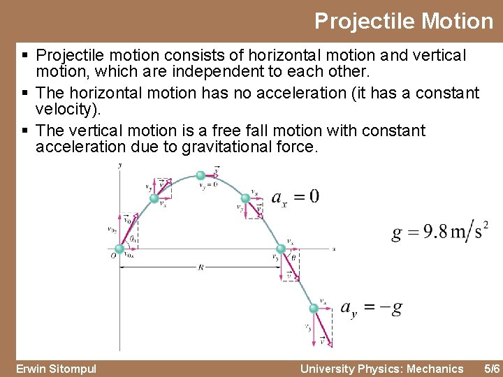 Projectile Motion § Projectile motion consists of horizontal motion and vertical motion, which are