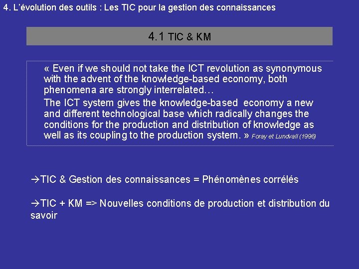 4. L’évolution des outils : Les TIC pour la gestion des connaissances 4. 1