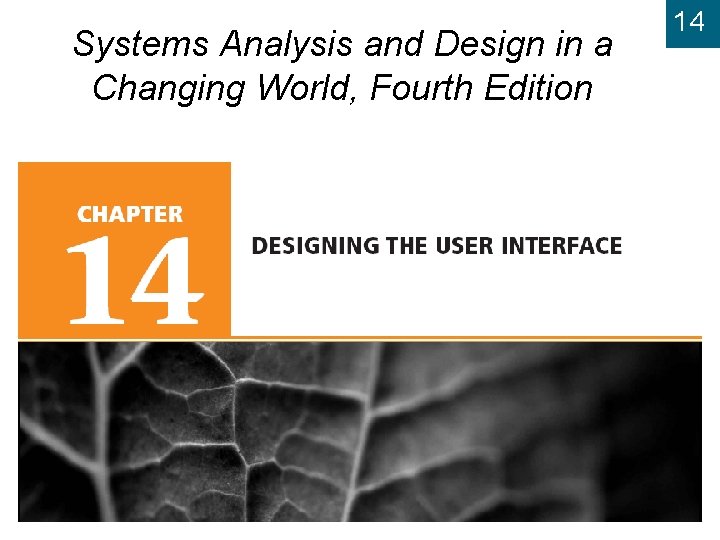 Systems Analysis and Design in a Changing World, Fourth Edition 14 