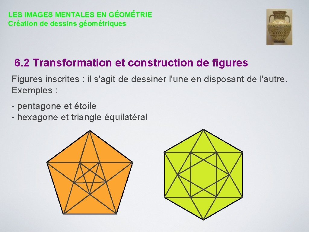 LES IMAGES MENTALES EN GÉOMÉTRIE Création de dessins géométriques 6. 2 Transformation et construction