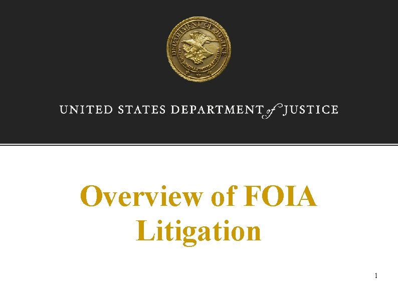 Overview of FOIA Litigation 1 