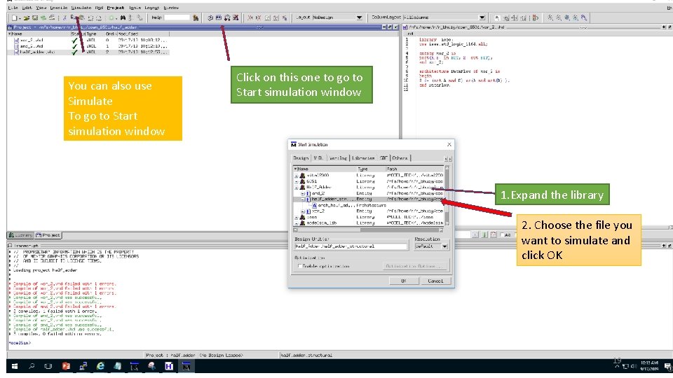 You can also use Simulate To go to Start simulation window Click on this